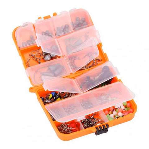 Box of fishing accesories - 257 pieces (2 COLORS: ORANGE and BLACK)